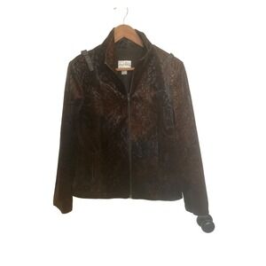 Joseph Ribkoff Size 4 Brown Faux Leather Jacket